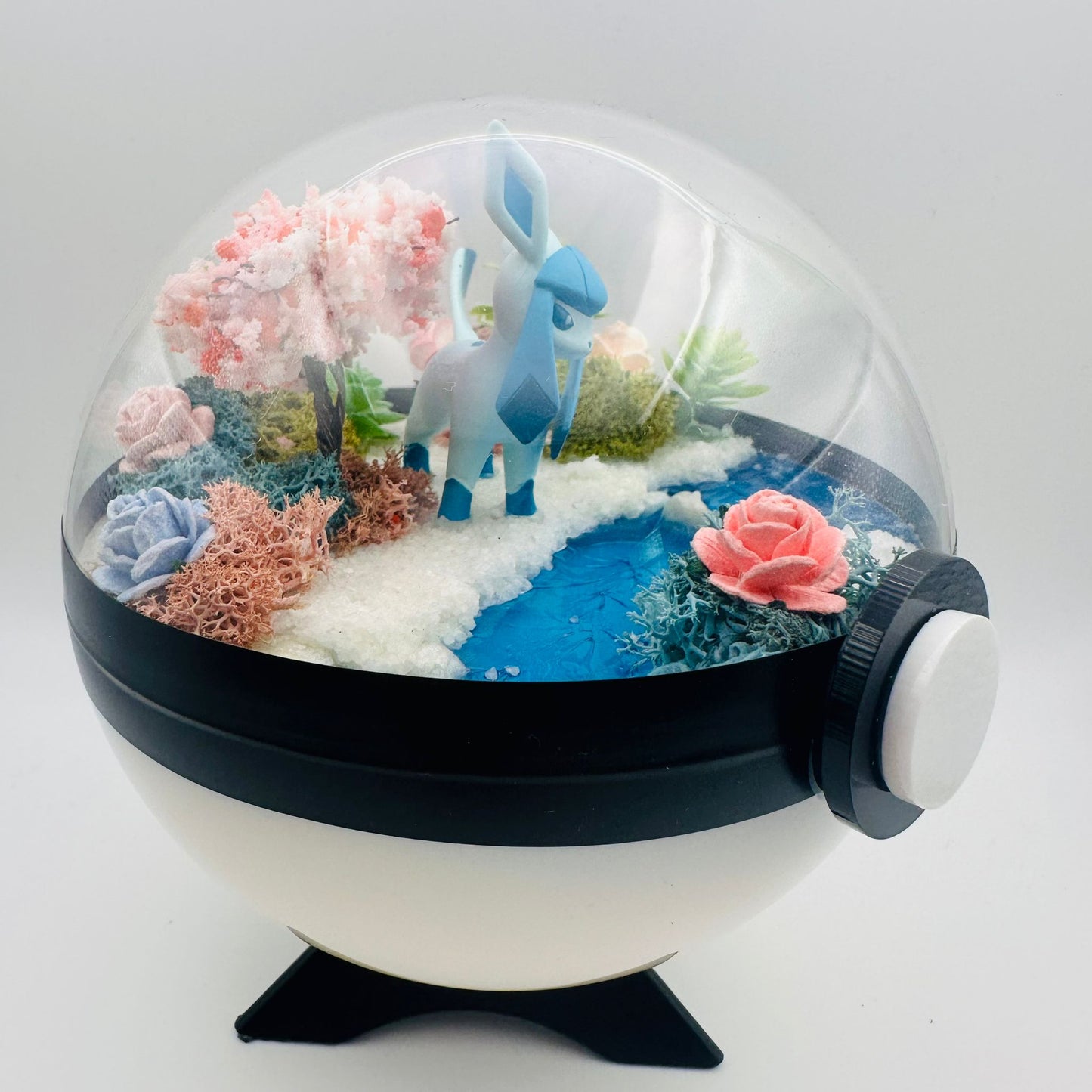 Pokemon Glaceon Crystal Terrarium Blossom White Poke Ball Handmade