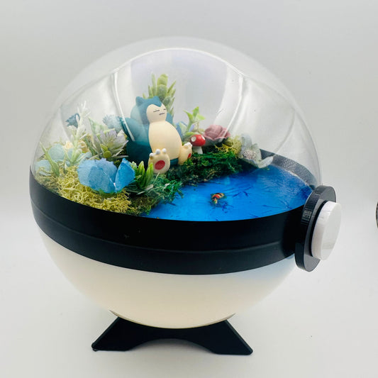 Pokemon Snorlax Crystal Terrarium Lake White Poke Ball Handmade