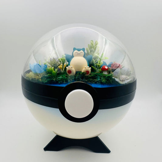 Pokemon Snorlax Crystal Terrarium Lake White Poke Ball Handmade