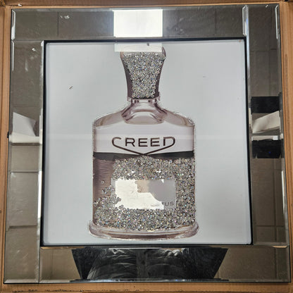 Creed Aventus Perfume Bottle Glass Diamond/Diamante Medium Wall Picture DAMAGED