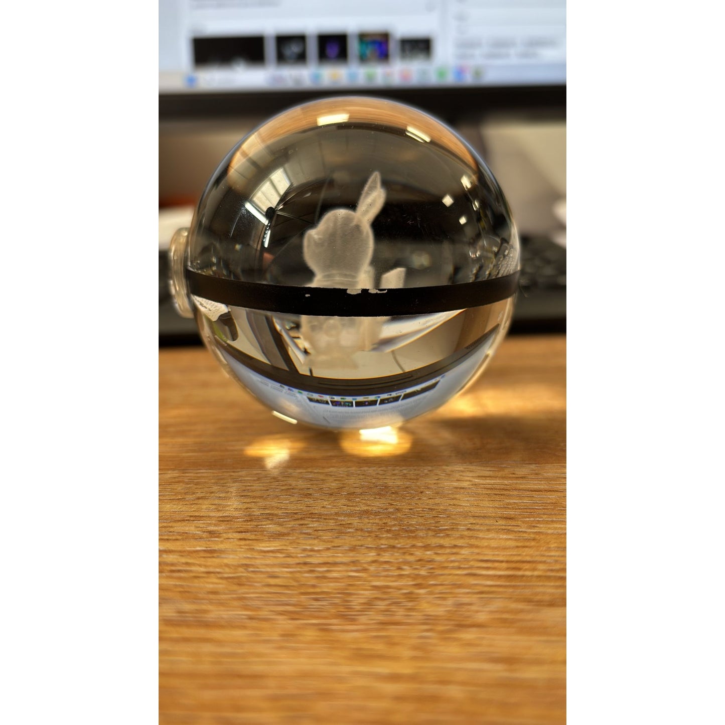 Pokemon 3D Crystal Ball Pokeball Deadpool Pikachu Night Light 8cm XL Size DAMAGED