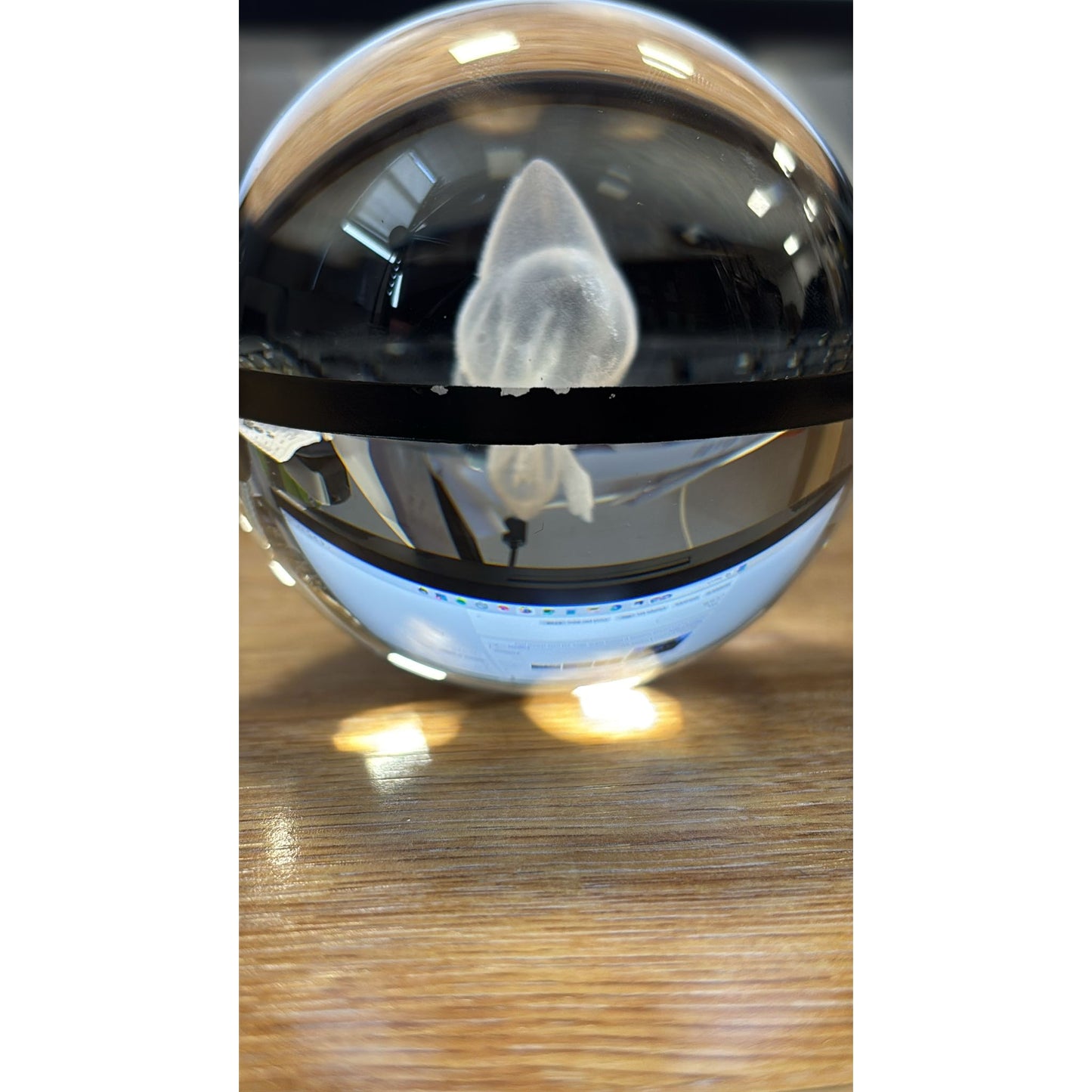 Pokemon 3D Crystal Ball Pokeball Jirachi Night Light 8cm XL Size DAMAGED 2