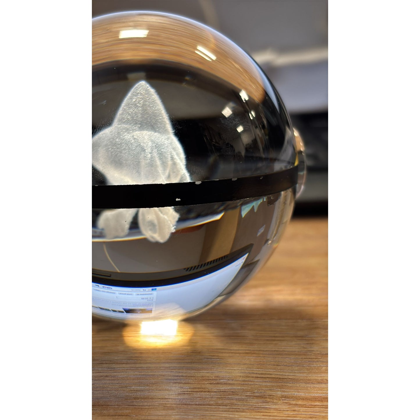 Pokemon 3D Crystal Ball Pokeball Jirachi Night Light 8cm XL Size DAMAGED 2