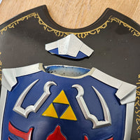 Legend of Zelda Link's Master Sword Metal with Wood Shield Plaque DAMAGED