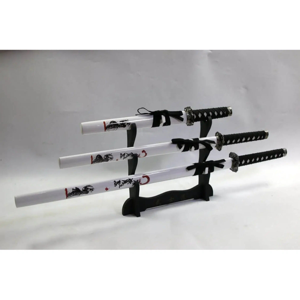 White & Black Steel Samurai Katana Set of 3