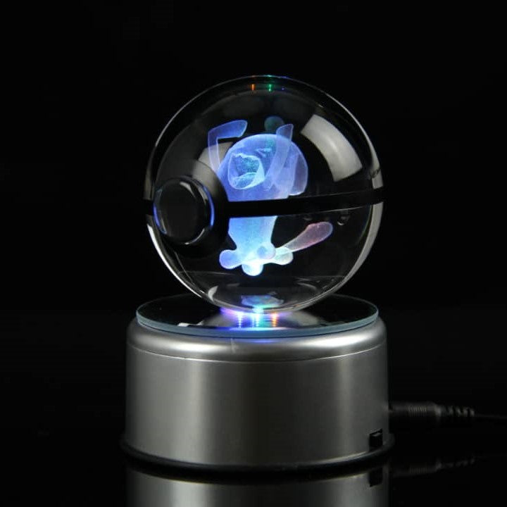 Wobbuffet Pokemon Glass Crystal Pokeball 87 with Light-Up LED Base Ornament 80mm XL Size