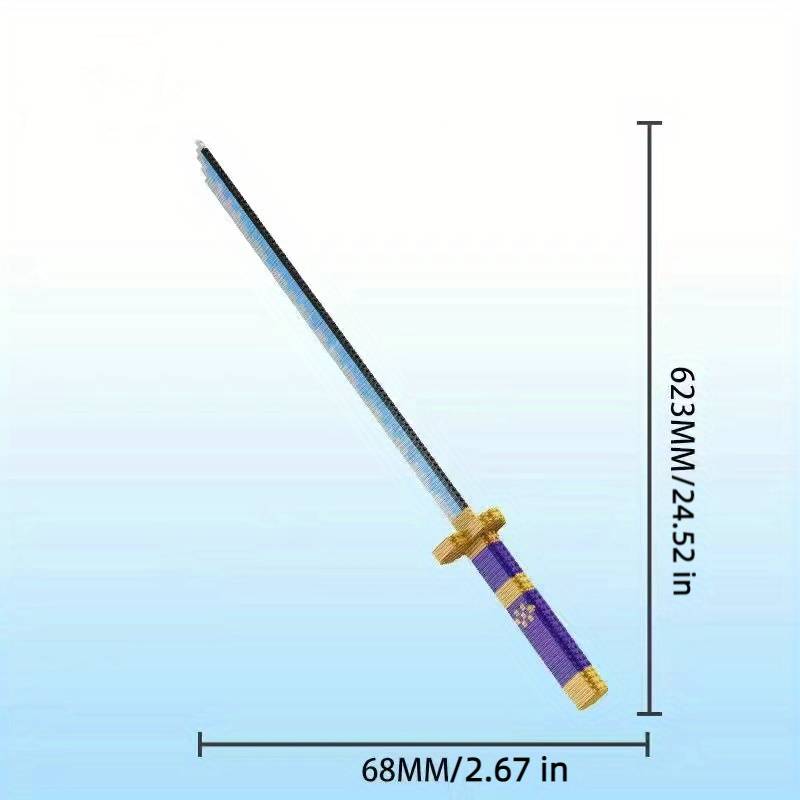 Connection Building Blocks Anime Weapon Replica Set: One Piece Enma Purple Sword with Scabbard and Stand Model Kit