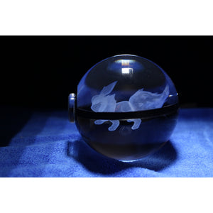 Flareon Pokemon Glass Crystal Pokeball 32 with Light-Up LED Base Ornament 80mm XL Size