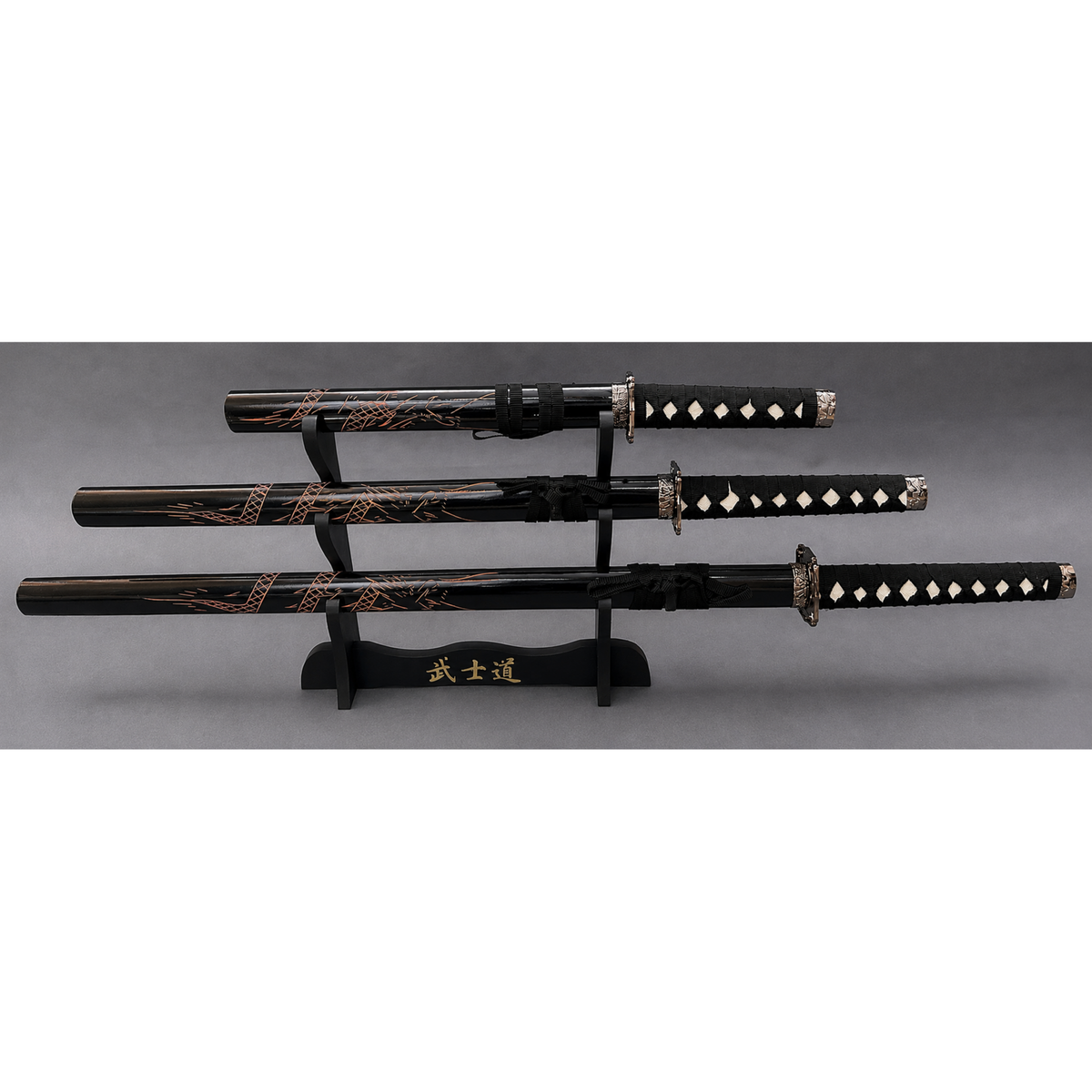 Dragon Black Samurai Sword Set of 3