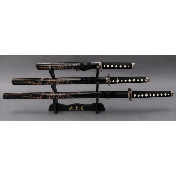 Dragon Black Samurai Sword Set of 3