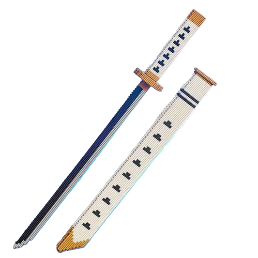 Connection Building Blocks Anime Weapon Replica Set: One Piece Wado Ichimonji White Sword with Scabbard and Stand Model Kit