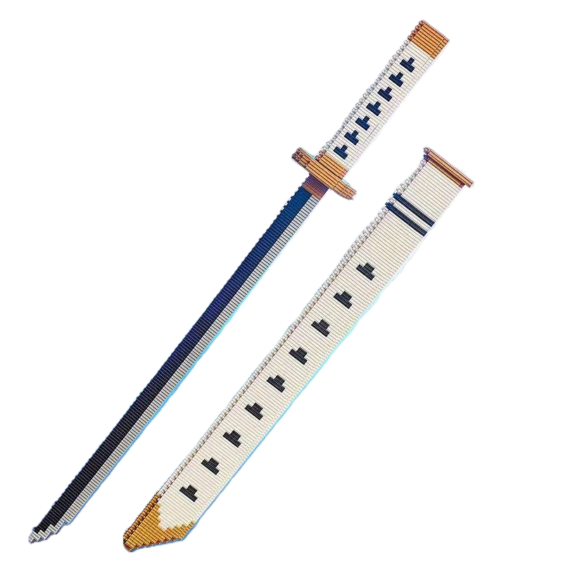 Connection Building Blocks Anime Weapon Replica Set: One Piece Wado Ichimonji White Sword with Scabbard and Stand