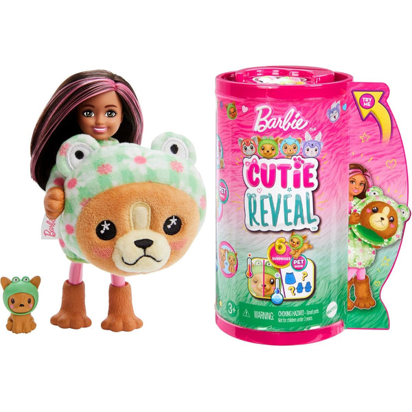 Barbie Cutie Reveal Chelsea Doll & Accessories, Animal Plush Costume & 6 Surprises HRK29