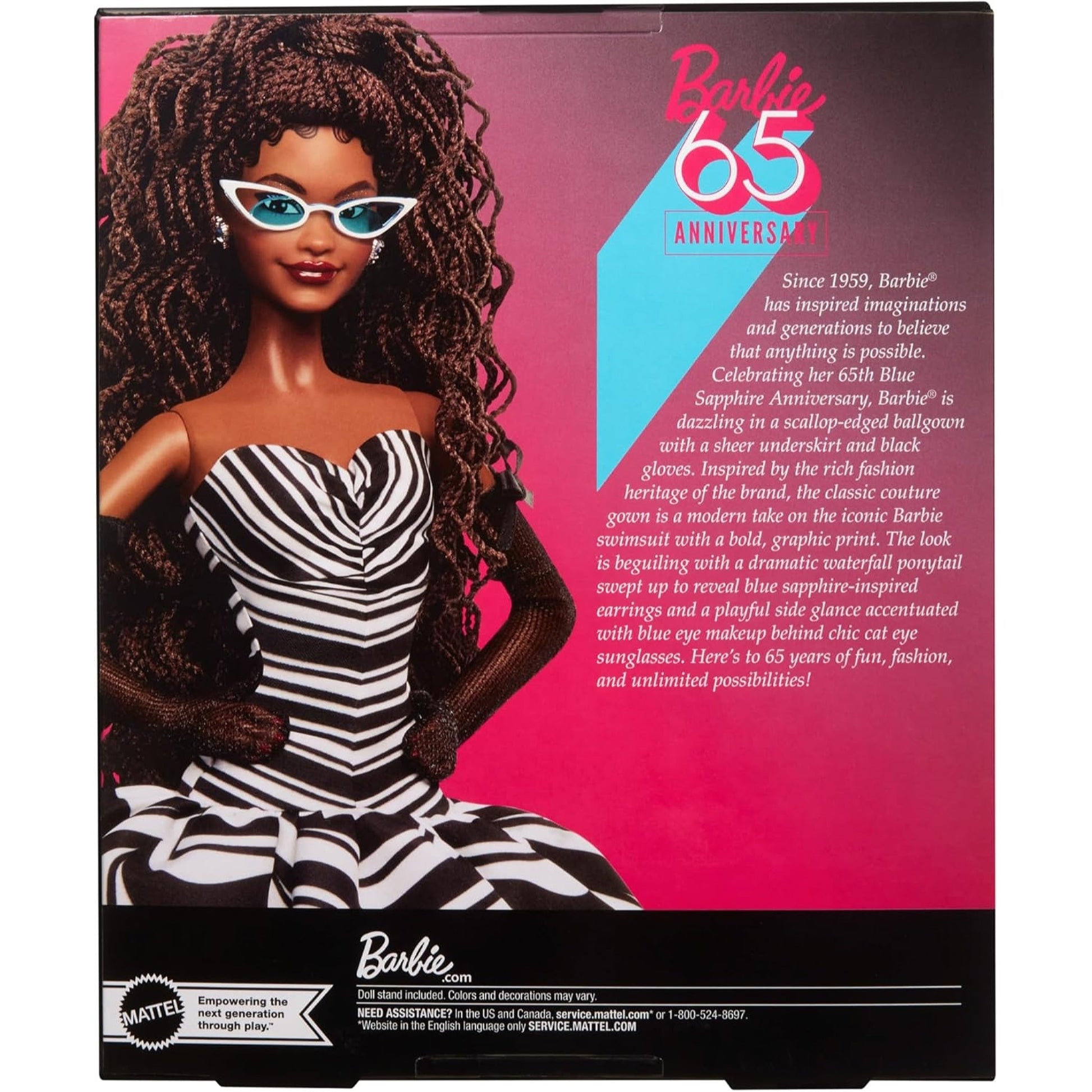 Barbie Signature Doll 65th Anniversary Collectible with Brown Braided Hair HRM59 - NEXTLEVELUK