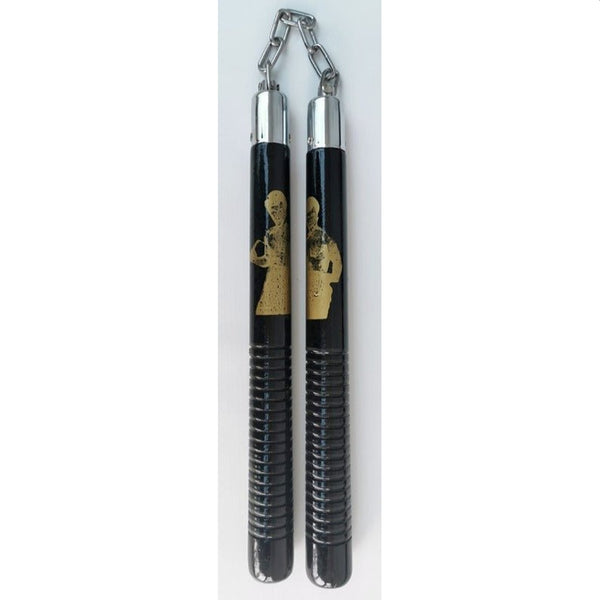 Bruce Lee Black Wooden Nunchaku, 12 Inch Adult Collectible Display Item