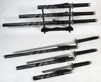Dragon Black Matte 440 Steel Samurai Sword Katana Set of 3