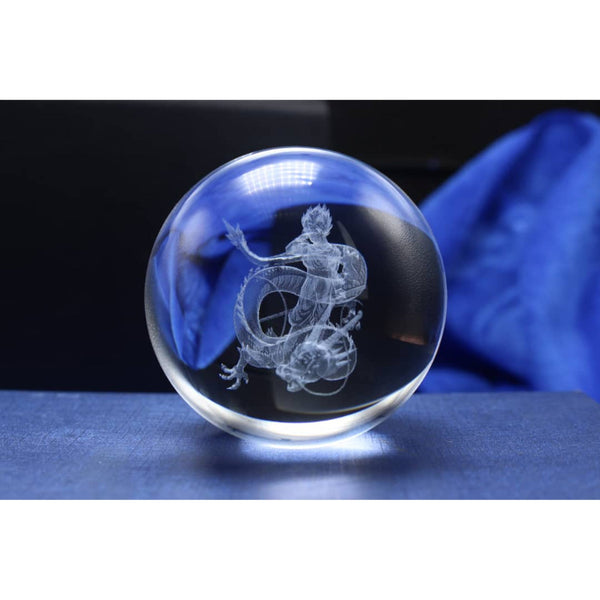 Character Glass Crystal Ball Goku and Shenron Night Light 8cm XL Size