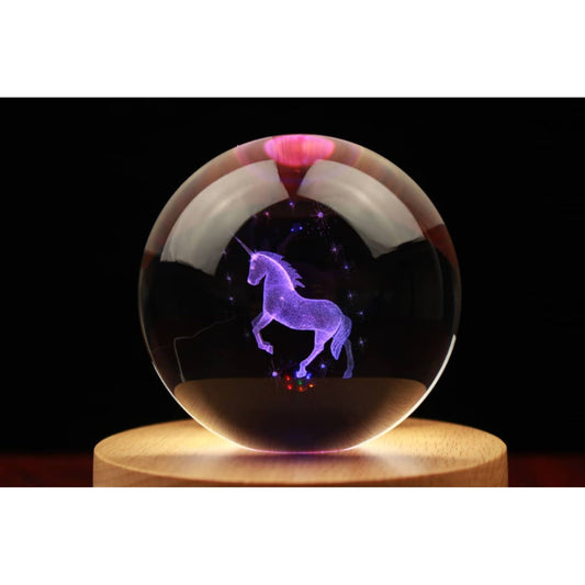 Character Glass Crystal Ball Unicorn Night Light 8cm XL Size - NEXTLEVELUK