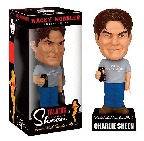 Talking Charlie Sheen Funko Wacky Wobbler Bobble Head DAMAGED BOX
