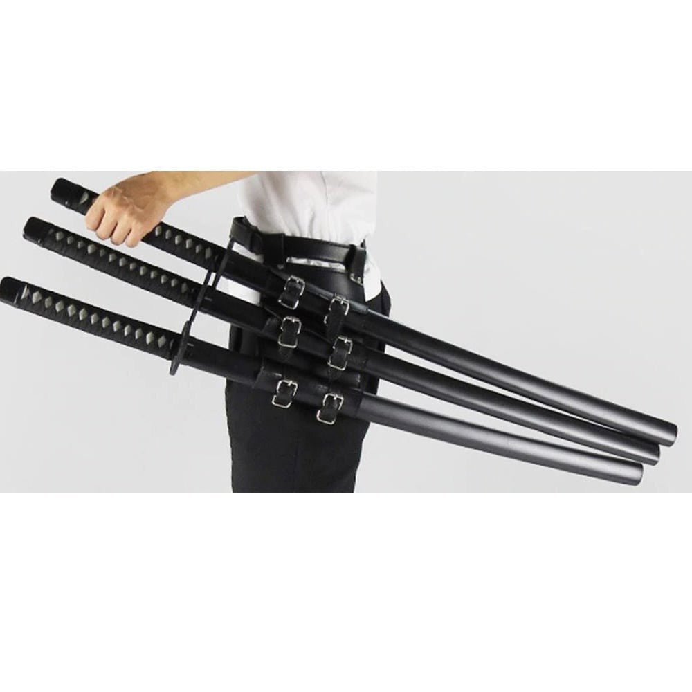 Cosplay Sword Sheath Belt for Prop Replicas Fits 3 Swords Black PVC - NEXTLEVELUK