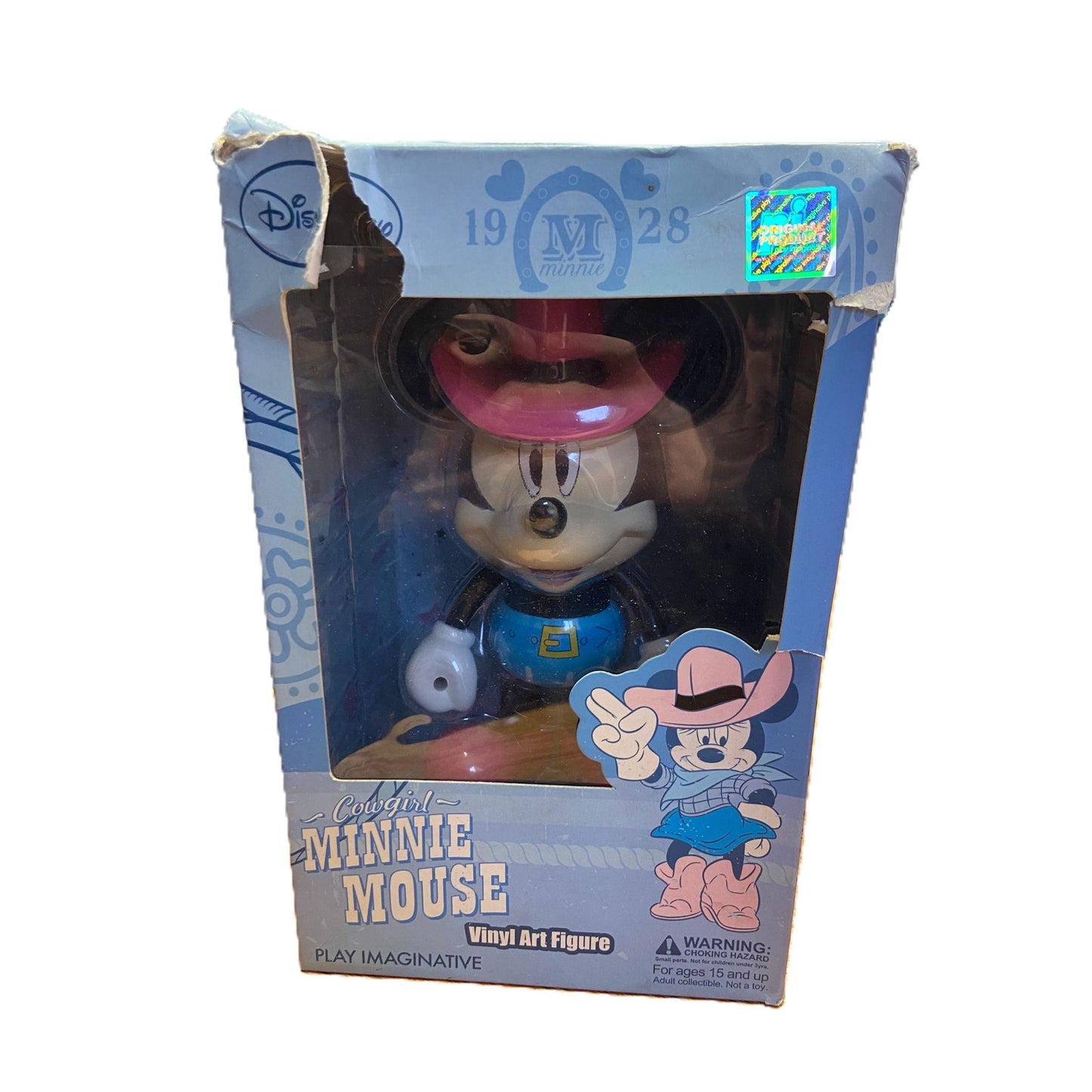 Disney Cowgirl Minnie Mouse Vinyl Art Figure Play Imaginative DAMAGED BOX