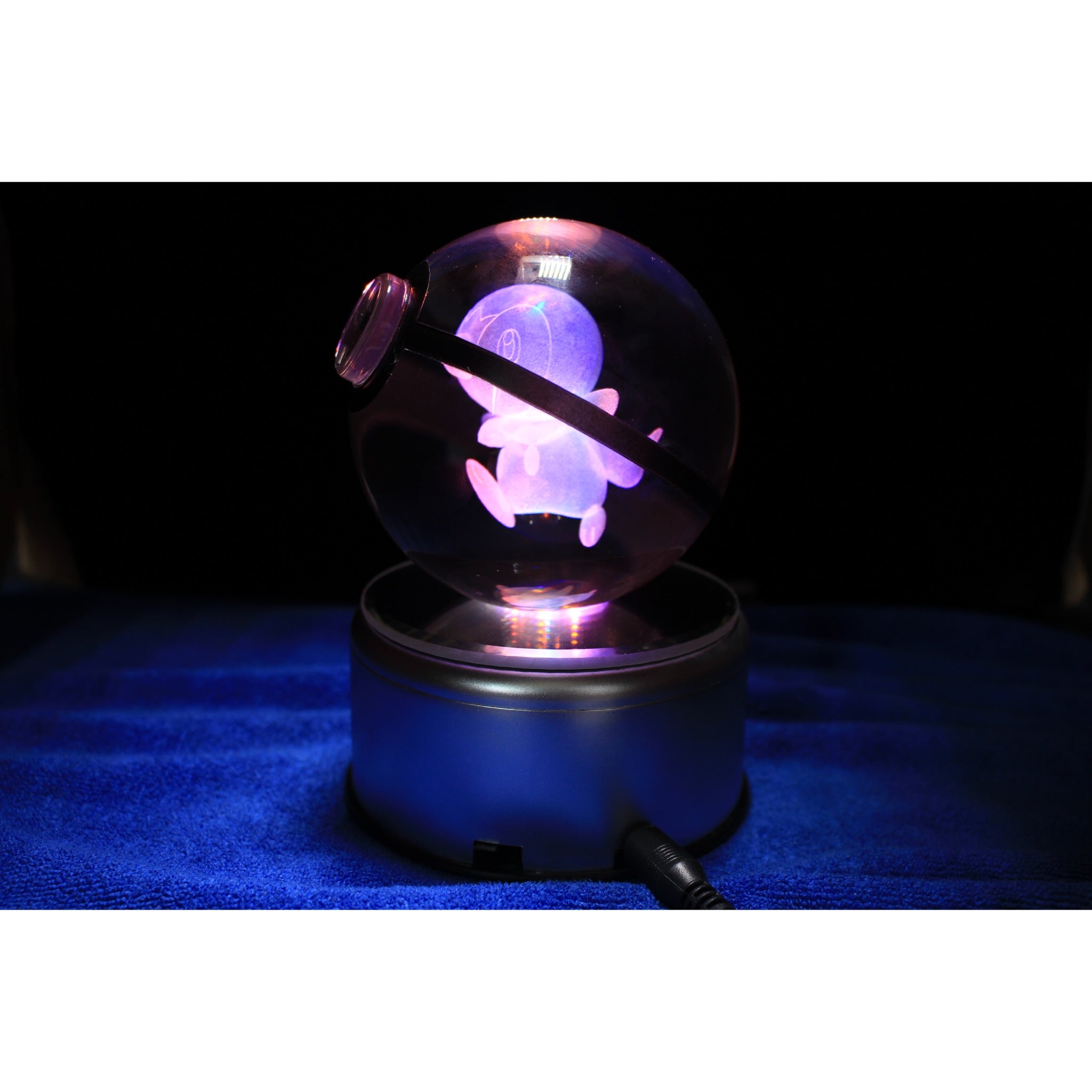 Piplup Pokemon Glass Crystal Pokeball 43 with Light-Up LED Base Ornament 80mm XL Size