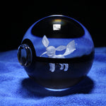 Glaceon Pokemon Glass Crystal Pokeball 24 with Light-Up LED Base Ornament 80mm XL Size