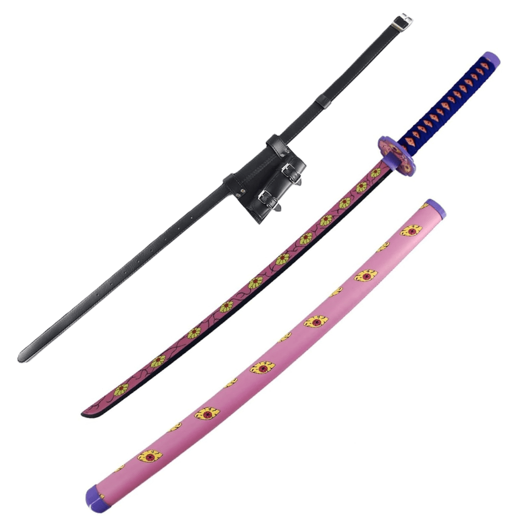 Demon Slayer Kokushibo Michikatsu Nichirin Blade Wooden Sword With PU Sword Belt Bundle - NEXTLEVELUK