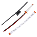 Demon Slayer Kyojuro Rengoku Nichirin Blade Wooden Bamboo Cosplay Katana Sword With PU Sword Belt Bundle
