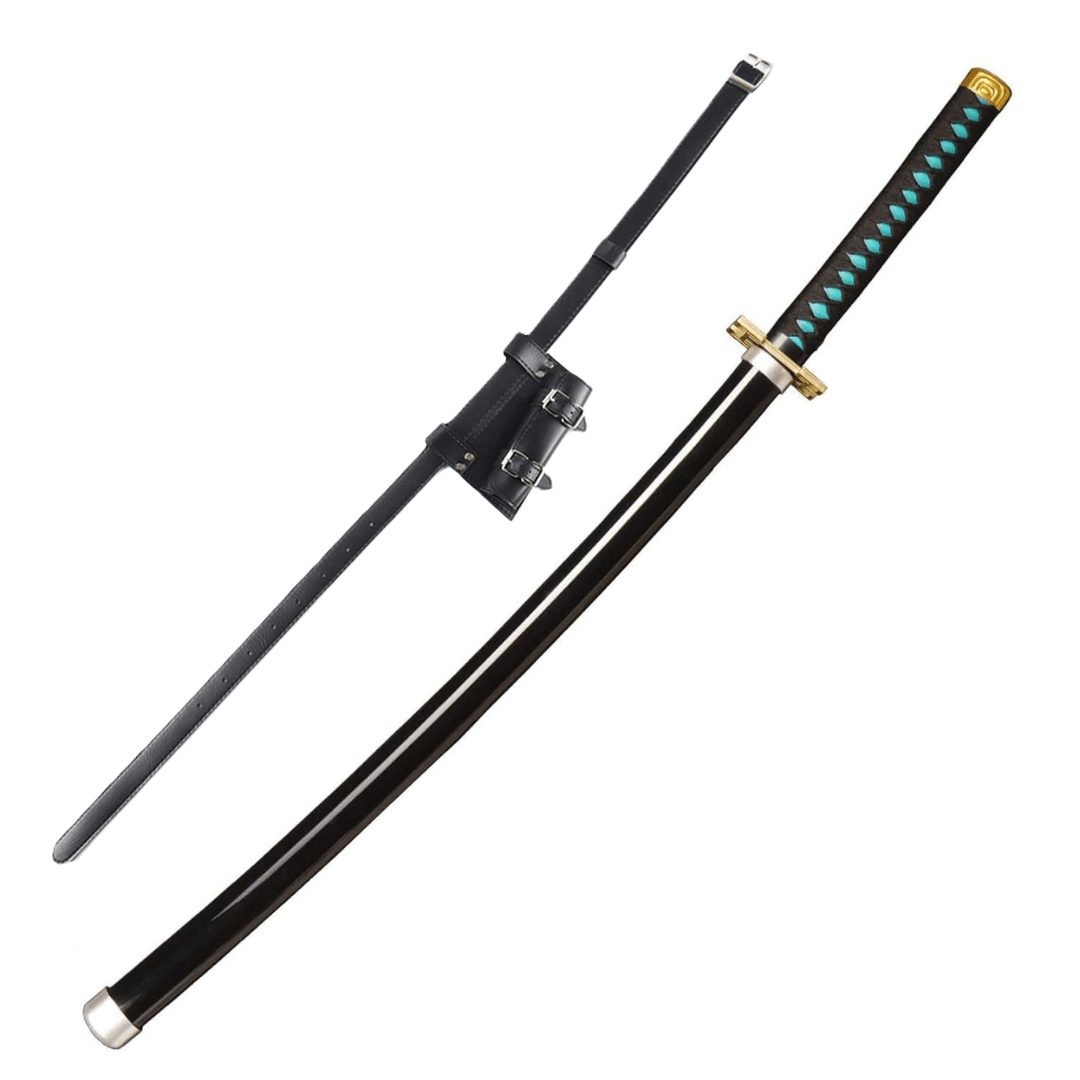 Demon Slayer Muichiro Tokito Nichirin Blade Wooden Cosplay Sword With PU Sword Belt Bundle - NEXTLEVELUK