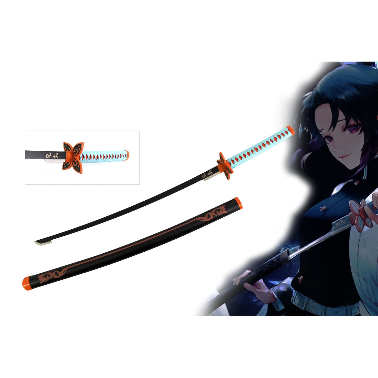 Demon Slayer Shinobu Black Metal Katana Sword - NEXTLEVELUK