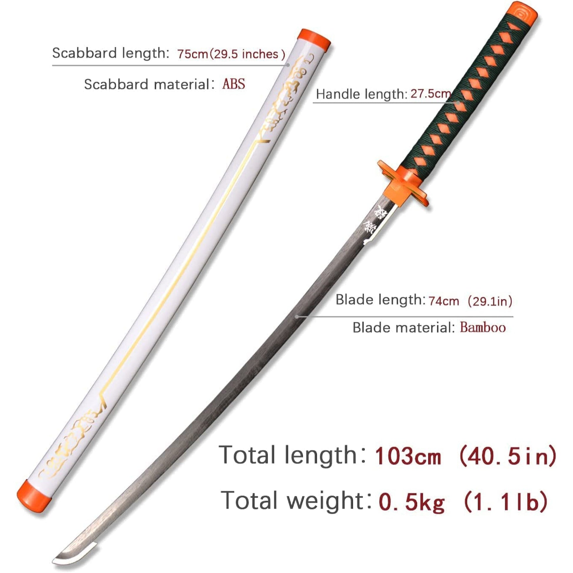 Demon Slayer Shinobu Kocho Nichirin Blade Wooden Cosplay Sword White Sheath - NEXTLEVELUK