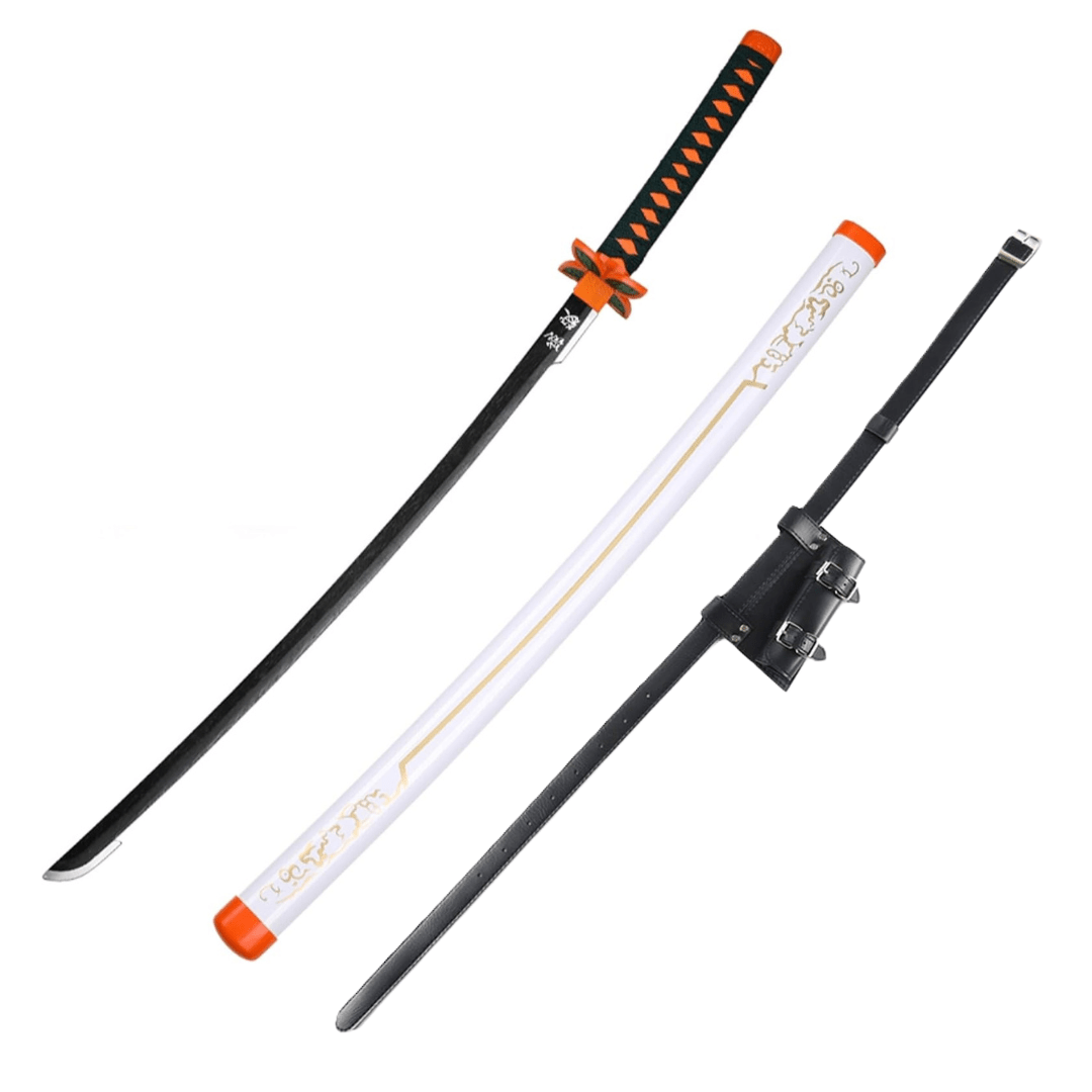 Demon Slayer Shinobu Kocho Nichirin Blade Wooden Cosplay Sword White Sheath With PU Sword Belt Bundle - NEXTLEVELUK