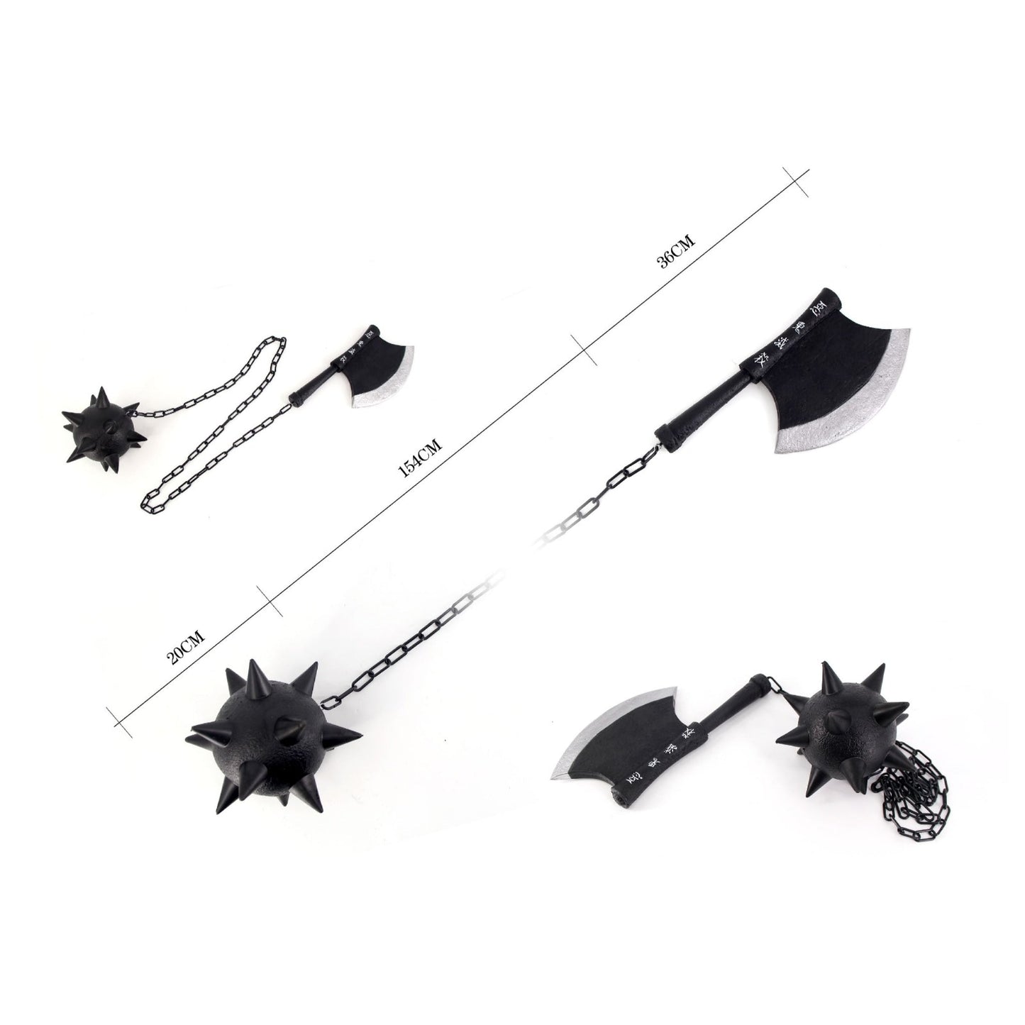 Demon Slayer Sword Gyomei Himejima Nichirin Chained Spiked Flail and Axe Foam Cosplay Prop - NEXTLEVELUK