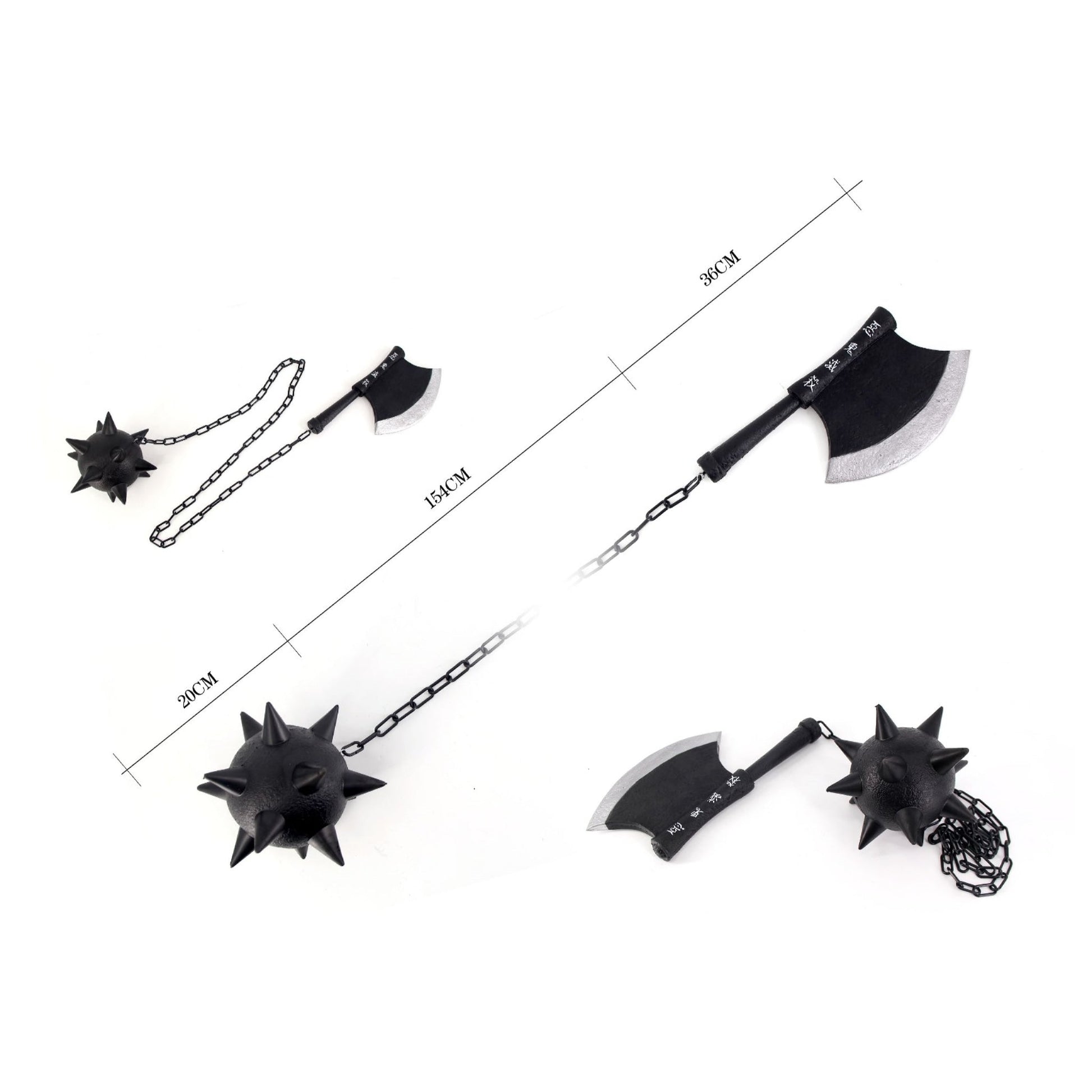 Demon Slayer Sword Gyomei Himejima Nichirin Chained Spiked Flail and Axe Foam Cosplay Prop - NEXTLEVELUK