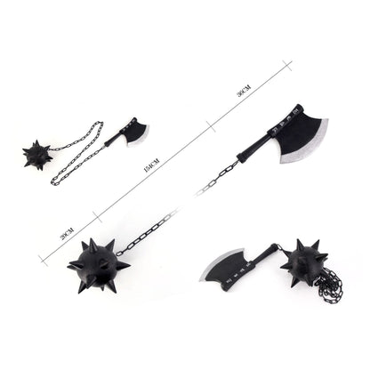 Demon Slayer Sword Gyomei Himejima Nichirin Chained Spiked Flail and Axe Foam Cosplay Prop - NEXTLEVELUK