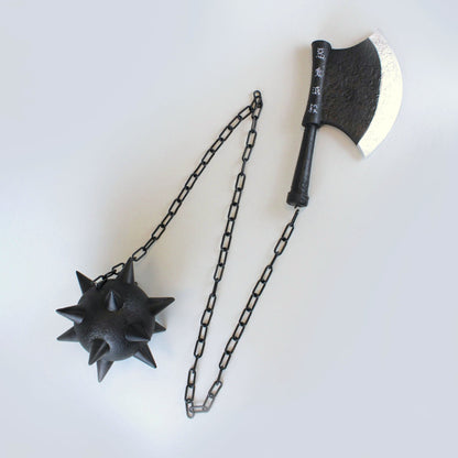 Demon Slayer Sword Gyomei Himejima Nichirin Chained Spiked Flail and Axe Foam Cosplay Prop - NEXTLEVELUK