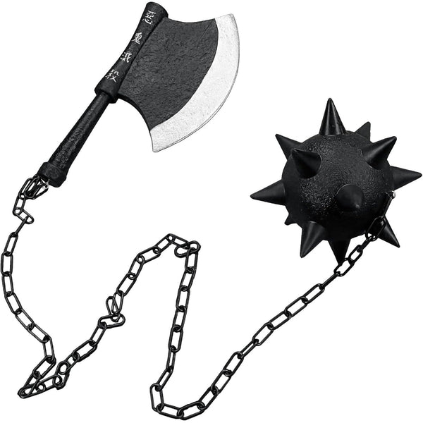 Demon Slayer Sword Gyomei Himejima Nichirin Chained Spiked Flail and Axe Foam Cosplay Prop