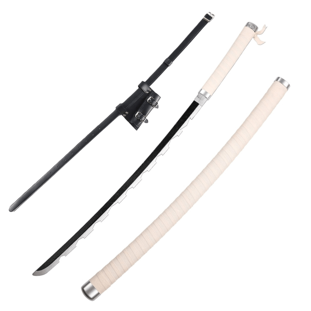 Demon Slayer Sword Inosuke Wooden Cosplay Sword with PU Sword Belt Bundle