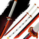 Demon Slayer Sword Rengoku Sword LED Light Up Sword Cosplay Prop Replica Wood
