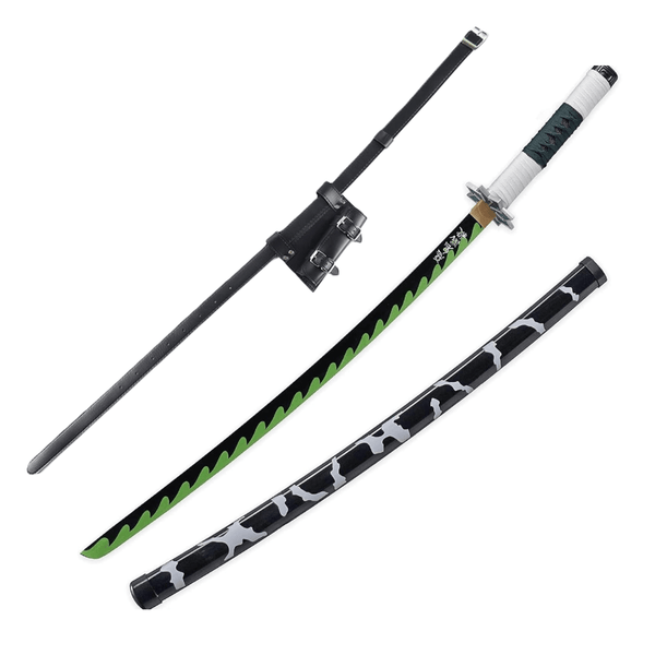 Demon Slayer Sword Shinazugawa Sanemi Wooden Sword with PU Sword Belt Bundle