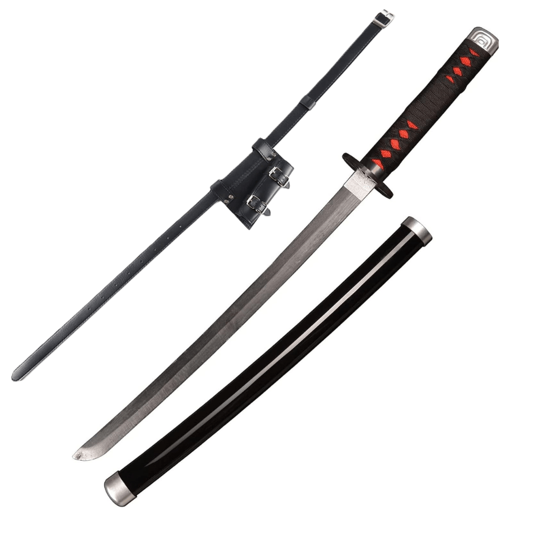 Demon Slayer Tanjiro Kamado Nichirin Blade Wooden Bamboo Cosplay Sword With PU Sword Belt Bundle - NEXTLEVELUK