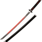 Demon Slayer Tanjiro Kamado Variant 3 Bright Red Fire Blade Nezuko's Blood Wooden Sword - NEXTLEVELUK
