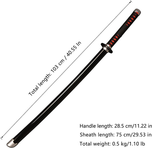 Demon Slayer Tanjiro Kamado Variant 3 Bright Red Fire Blade Nezuko's Blood Wooden Sword - NEXTLEVELUK