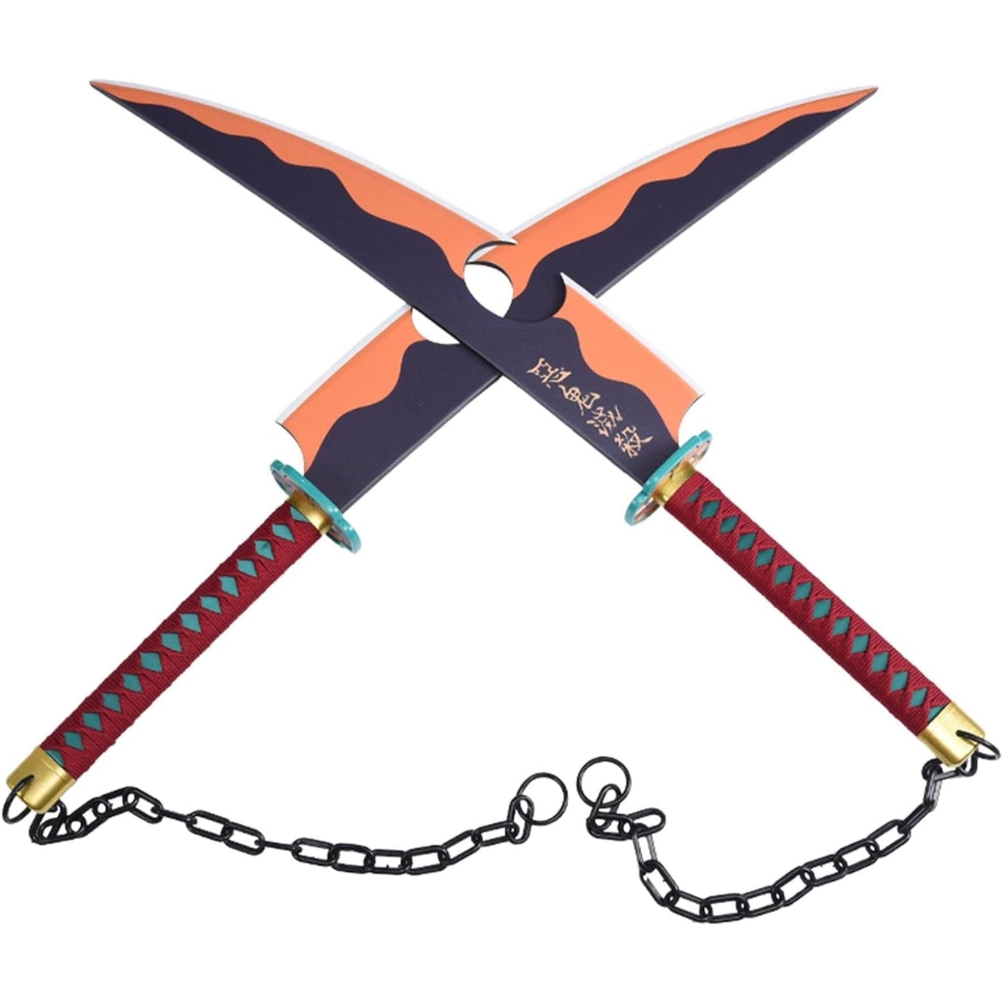 Demon Slayer Tengen Uzui Dual Nichirin Cleavers With Sheath Wooden Cosplay Swords - NEXTLEVELUK