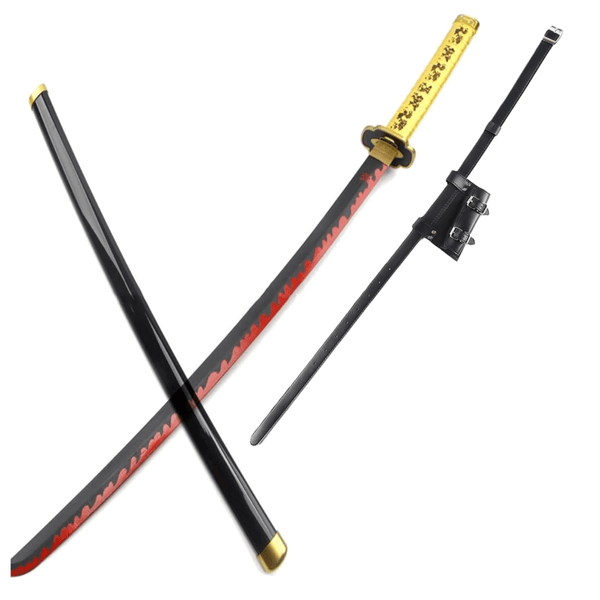 Demon Slayer Tsugikuni Yoriichi Wooden Sword With PU Sword Belt Bundle