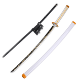 Demon Slayer Zenitsu Agatsuma Nichirin Wooden Cosplay Katana With PU Sword Belt Bundle
