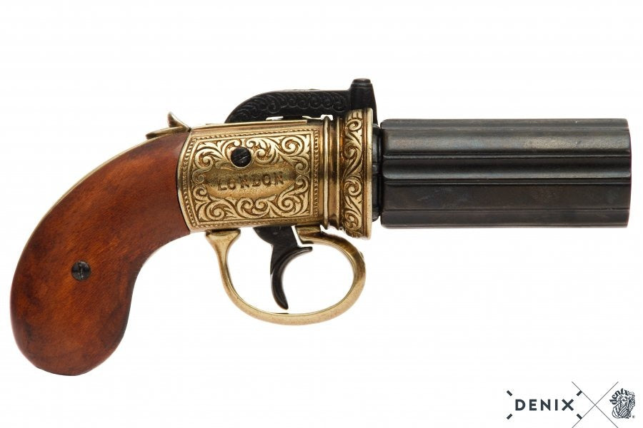 Pepperbox Revolver Flintlock Pistol Denix G5071 — Non-Functional Antique Display Replica