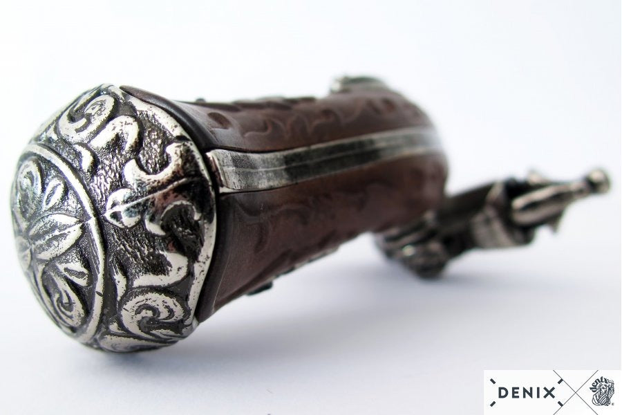 Revolving 2 barrel flintlock pistol France 18th. Century Denix Replica G1308