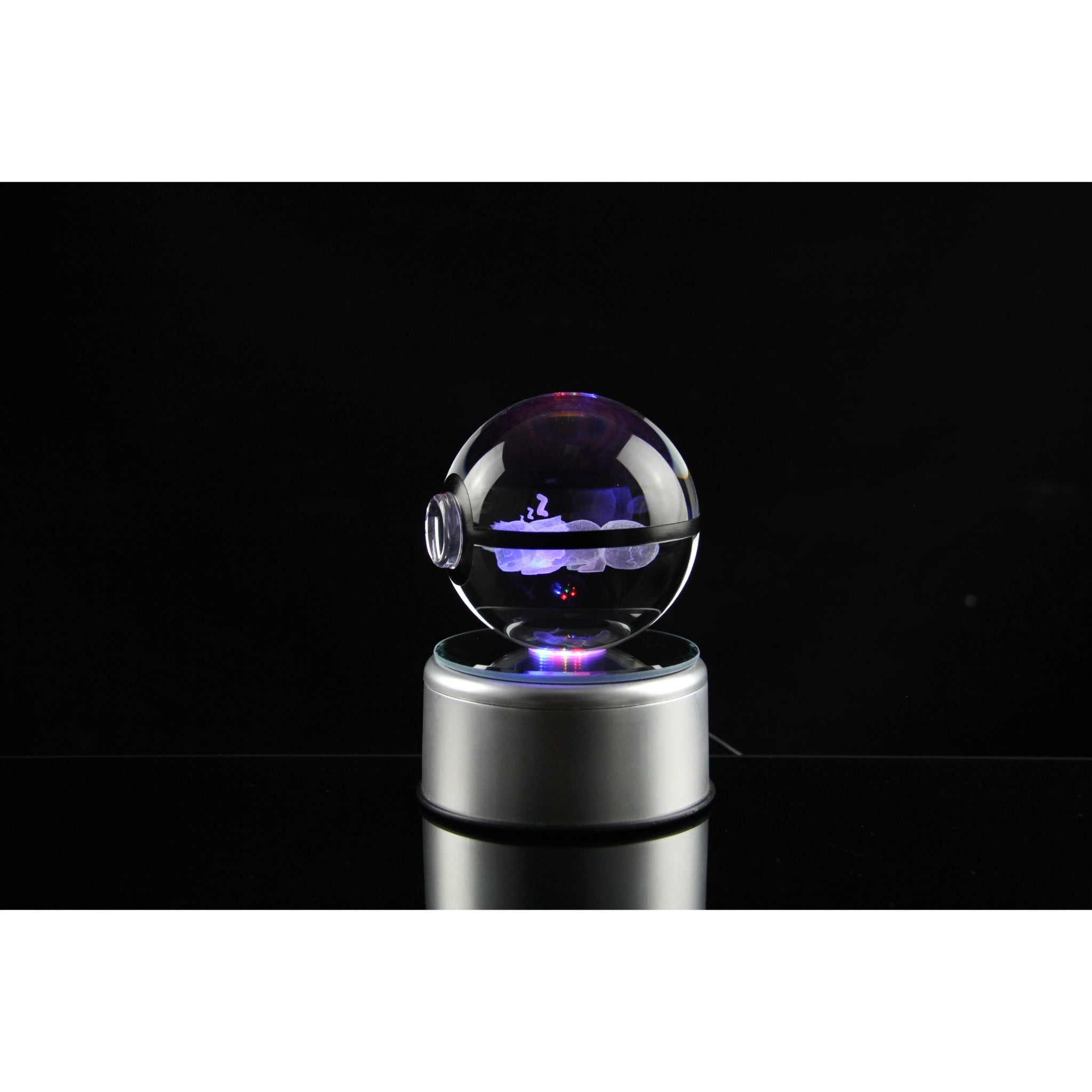 Sleep Eevee Pokemon Glass Crystal Pokeball 51 with Light-Up LED Base Ornament 80mm XL Size